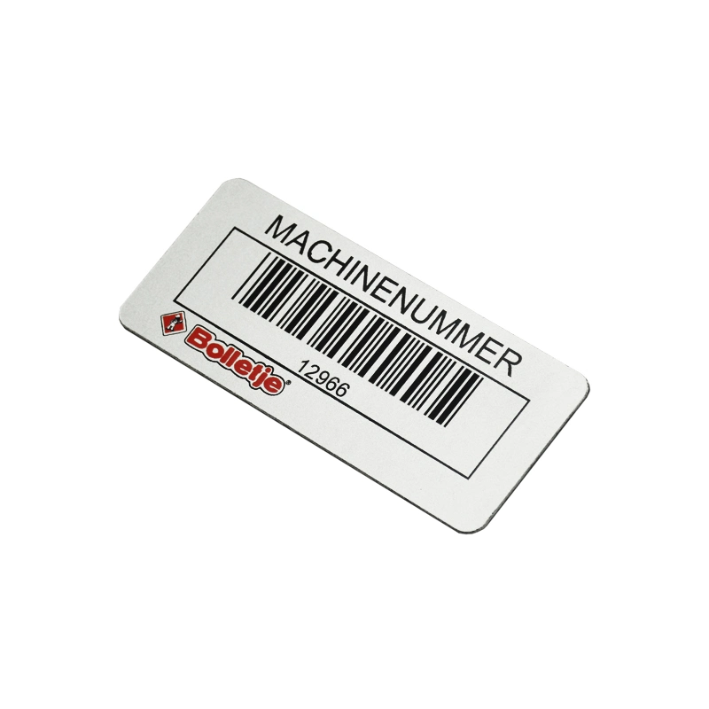 Custom Engraving Self Adhesive Metal Nameplates Aluminium Number Barcode Label