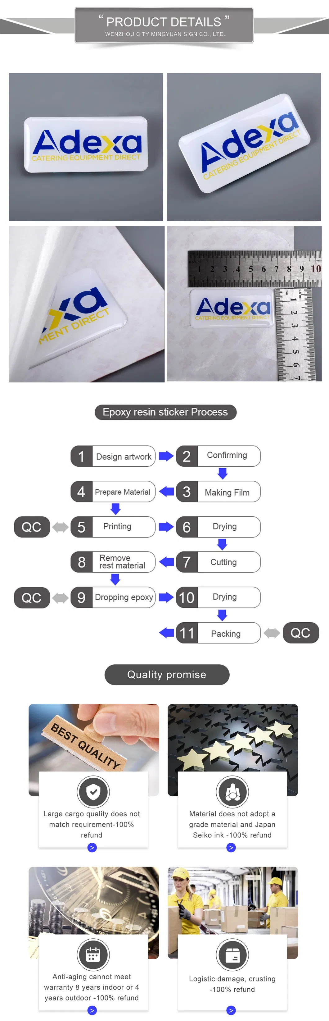 Custom PU Dome Furniture Company Transparent Epoxy Domed Sticker Printing Label Sticker