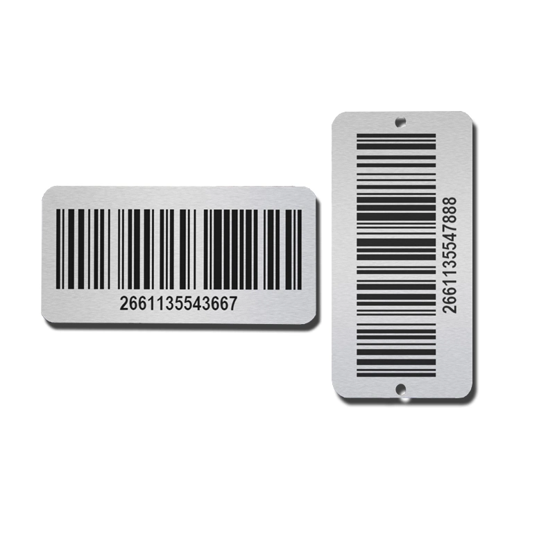 Custom Engraving Self Adhesive Metal Nameplates Aluminium Number Barcode Label