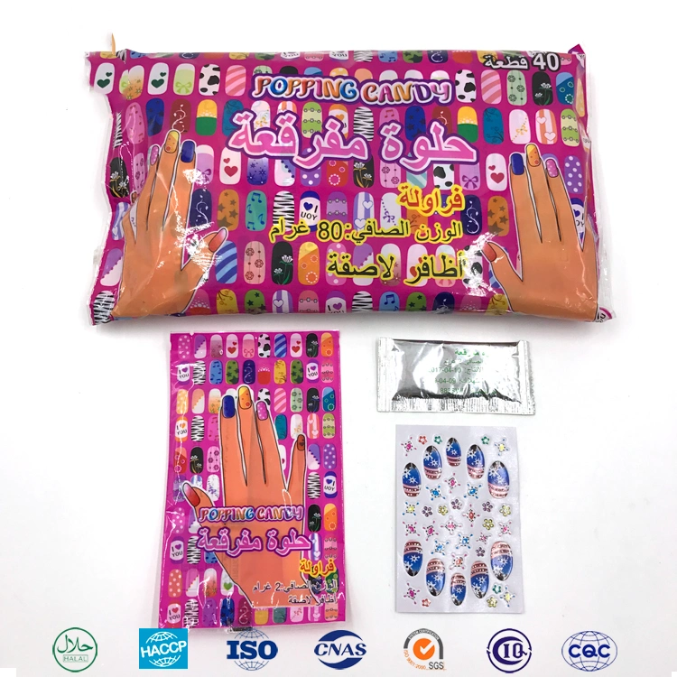 Factory Wholesale Nail Sticker Tattoo with Popping Candy