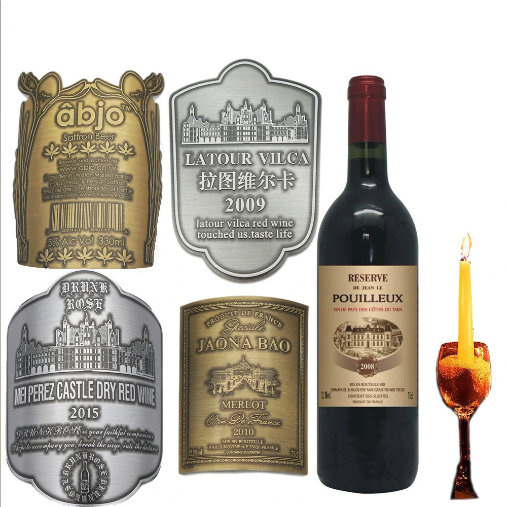 Custom Signs Wine Label Sticker Curved, Metal Brands Wine Label