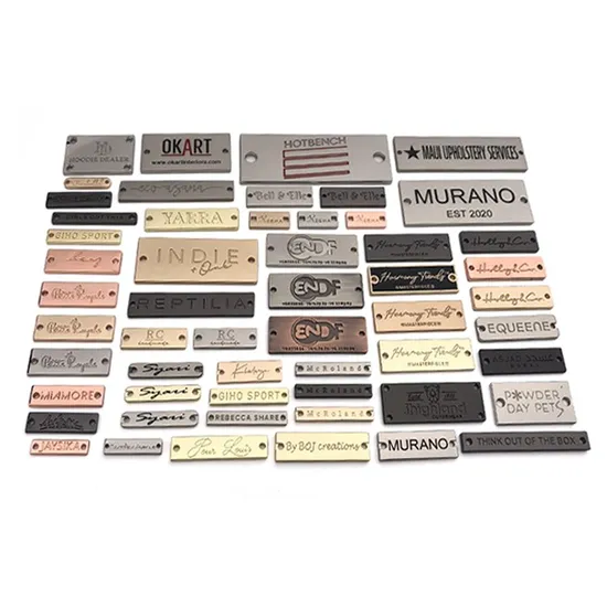 Rectangle Custom Metal Engraved Logo Label Plating Alloy Clothing Tag 