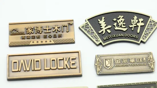 China Factory Wholesale Customized Electroplated Silk Screen Copper Brass/Bronze/Golden/Nickel/Chrome Tag Label for Garment/House/Furniture/Animals