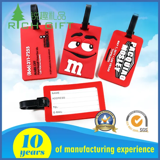 Factory Wholesale Custom Made 3D Rubber Promotional Gifts Manufacturer Customized Plastic Cartoon Cute Logo Soft Rubber PVC Silicone Luggage Tags for Kids 