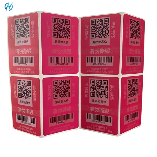 Custom Red Screen Printing Qr Code Barcode Void Open Anti