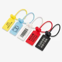 Free Charge Customized Printing Logo Disposable Plastic Seals Hang Tags 
