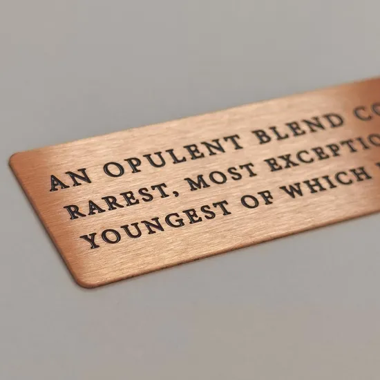 Custom Copper Engraved Logo Etching Indented Text Brass Sheet Nameplate Gift Box Logo Packaging Metal Label 