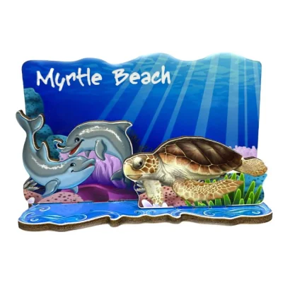 Personalized Beach Tourist MDF Fridge Magnet 3D Layer Wood Souvenir Turtle Magnet
