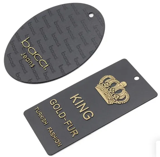 Cheap Custom Design Embossed Brand Logo Plastic Garment Hang Tag Labels Clothing Hang Tags with String 